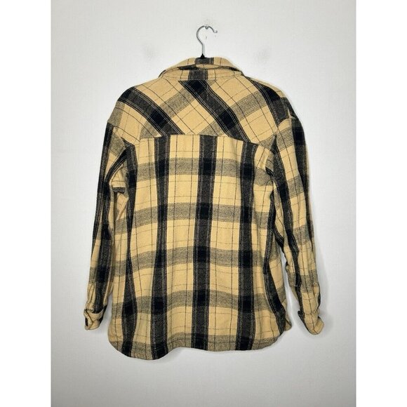 Lucky Brand Shirt Jacket Women's Black Tan Button Plaid Pockets Shacket Small S - Picture 6 of 10